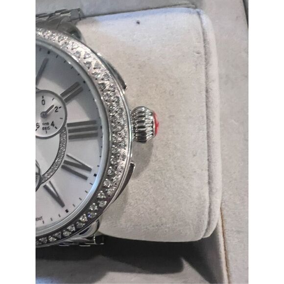 Michele Women's Silver Serein Renley Diamond Dial Chronograph Watch - Picture 3 of 7